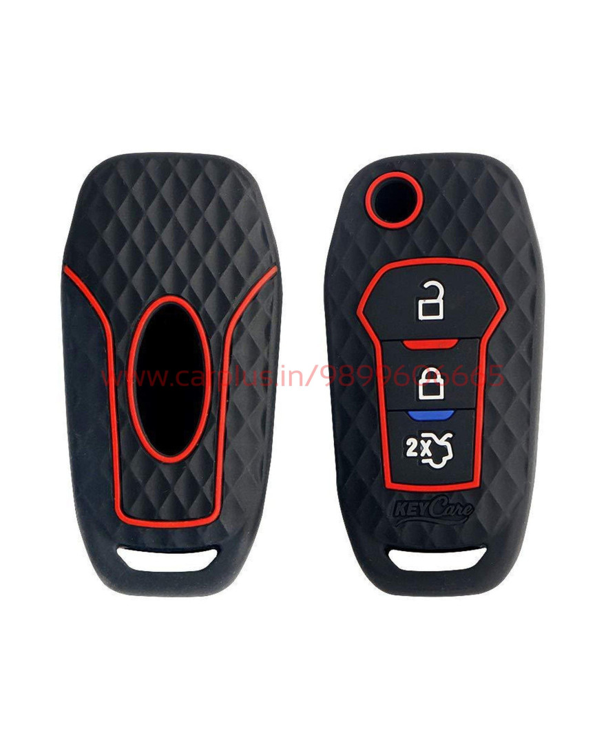 Keycare Silicon Key Cover fit for Ford Figo Aspire/ Endeavour flip Keys | Black  | KC12